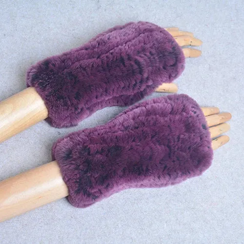 Winter Handschuhe Damen Strick fingerlose Handwärmer Fäustlinge Halbfinger