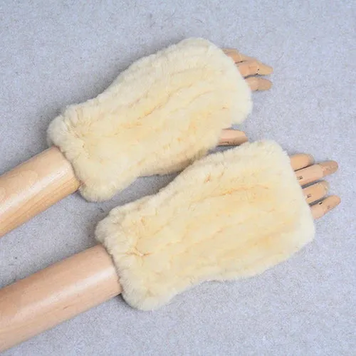 Winter Handschuhe Damen Strick fingerlose Handwärmer Fäustlinge Halbfinger