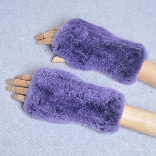 Winter Handschuhe Damen Strick fingerlose Handwärmer Fäustlinge Halbfinger