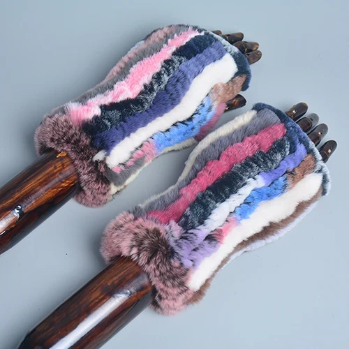 Winter Handschuhe Damen Strick fingerlose Handwärmer Fäustlinge Halbfinger