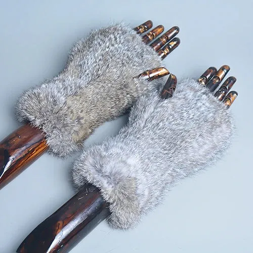 Winter Handschuhe Damen Strick fingerlose Handwärmer Fäustlinge Halbfinger