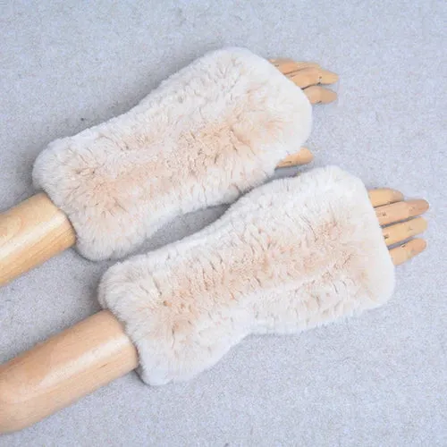 Winter Handschuhe Damen Strick fingerlose Handwärmer Fäustlinge Halbfinger
