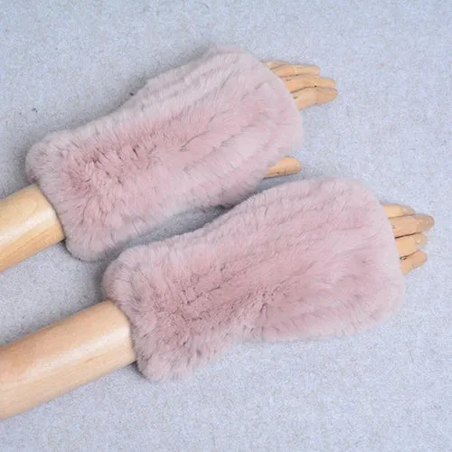 Winter Handschuhe Damen Strick fingerlose Handwärmer Fäustlinge Halbfinger