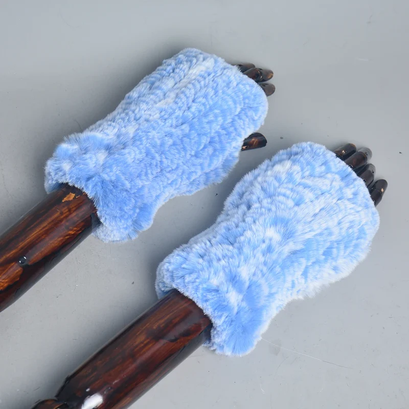 Winter Handschuhe Damen Strick fingerlose Handwärmer Fäustlinge Halbfinger