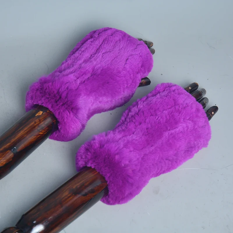 Winter Handschuhe Damen Strick fingerlose Handwärmer Fäustlinge Halbfinger