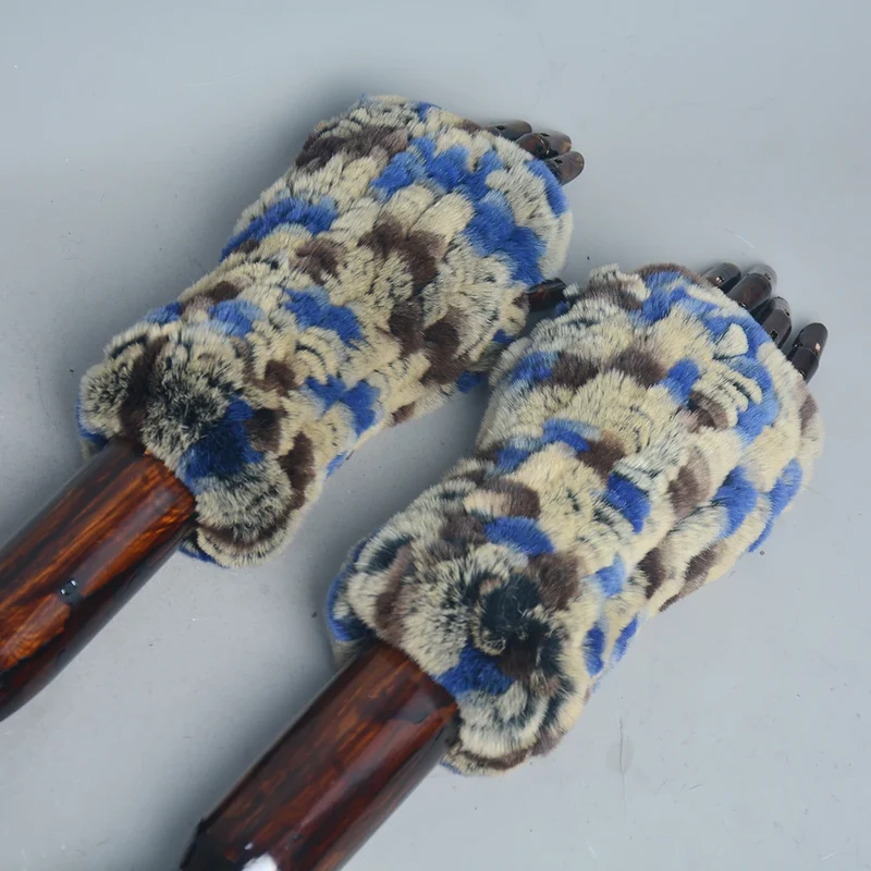 Winter Handschuhe Damen Strick fingerlose Handwärmer Fäustlinge Halbfinger