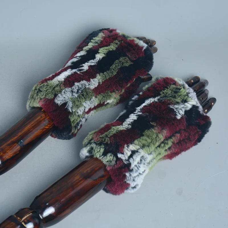 Winter Handschuhe Damen Strick fingerlose Handwärmer Fäustlinge Halbfinger
