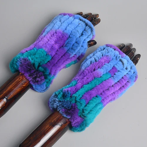 Winter Handschuhe Damen Strick fingerlose Handwärmer Fäustlinge Halbfinger