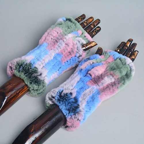 Winter Handschuhe Damen Strick fingerlose Handwärmer Fäustlinge Halbfinger