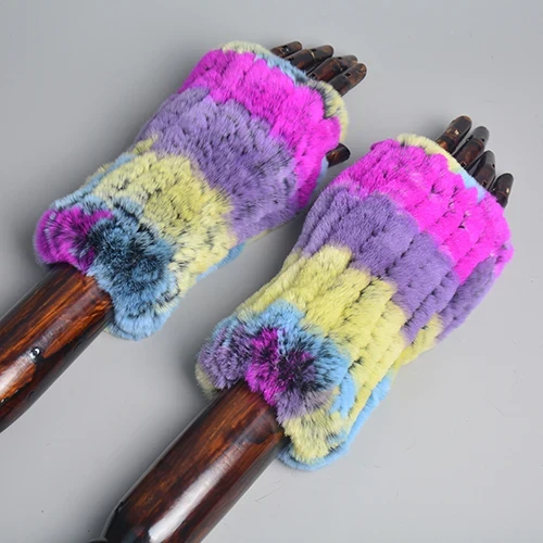 Winter Handschuhe Damen Strick fingerlose Handwärmer Fäustlinge Halbfinger