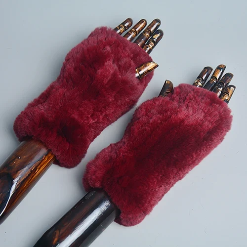 Winter Handschuhe Damen Strick fingerlose Handwärmer Fäustlinge Halbfinger