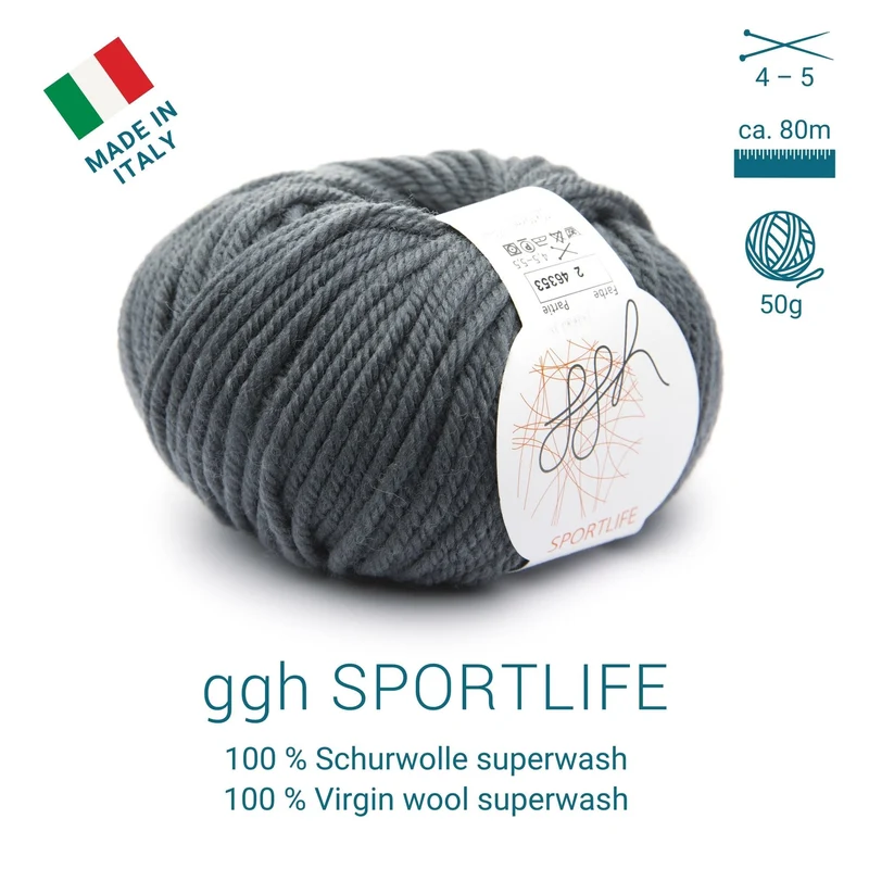 ggh Sportlife | Schurwolle | 80m/50g | 002 - Flanellgrau