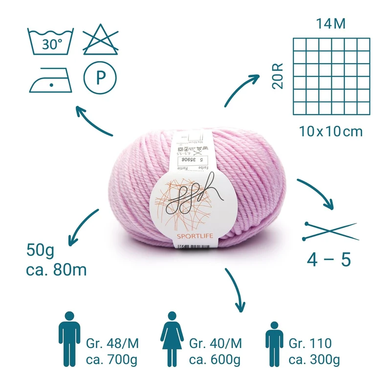 ggh Sportlife | Schurwolle | 80m/50g | 005 - Rosa