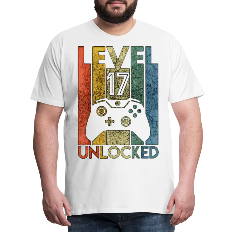 Gamer T-Shirt Top Level 17 Unlocked Fashion Herren Streetwear 100% Baumwolle