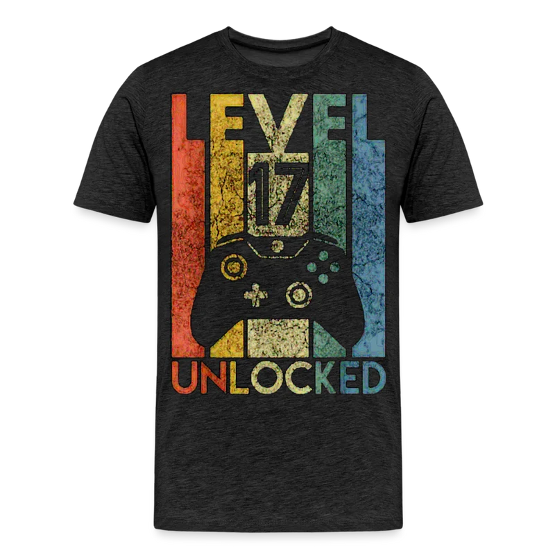 Gamer T-Shirt Top Level 17 Unlocked Fashion Herren Streetwear 100% Baumwolle