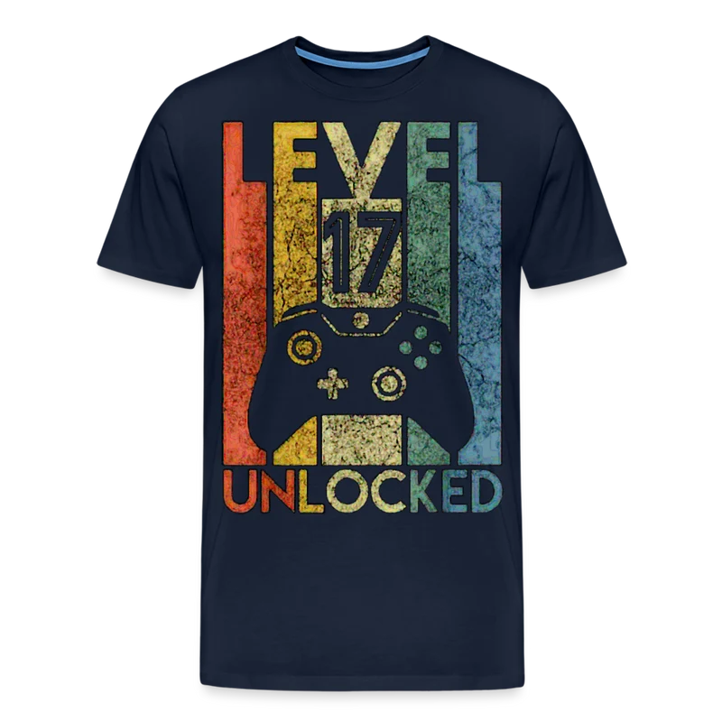 Gamer T-Shirt Top Level 17 Unlocked Fashion Herren Streetwear 100% Baumwolle