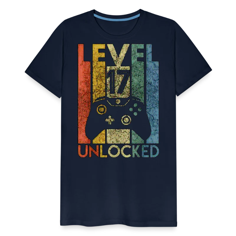 Gamer T-Shirt Top Level 17 Unlocked Fashion Herren Streetwear 100% Baumwolle