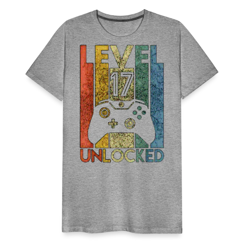 Gamer T-Shirt Top Level 17 Unlocked Fashion Herren Streetwear 100% Baumwolle
