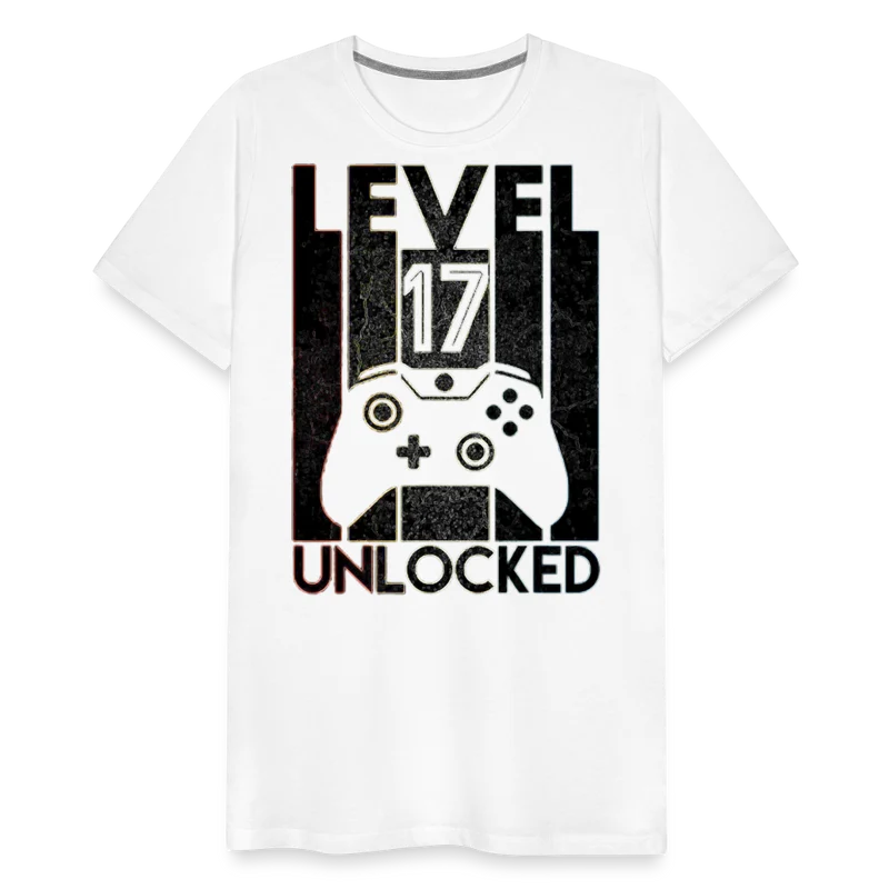 Gamer T-Shirt Top Level 17 Unlocked Fashion Herren Streetwear 100% Baumwolle