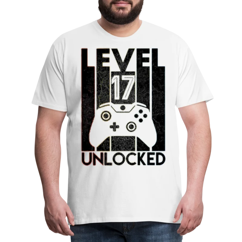 Gamer T-Shirt Top Level 17 Unlocked Fashion Herren Streetwear 100% Baumwolle