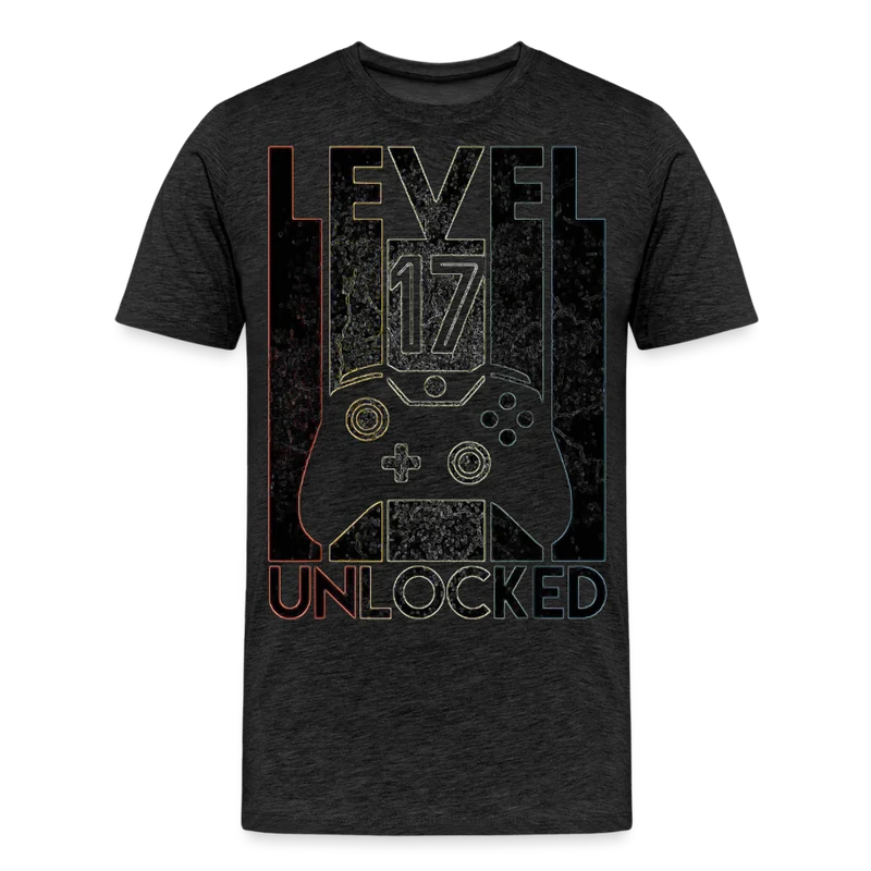 Gamer T-Shirt Top Level 17 Unlocked Fashion Herren Streetwear 100% Baumwolle