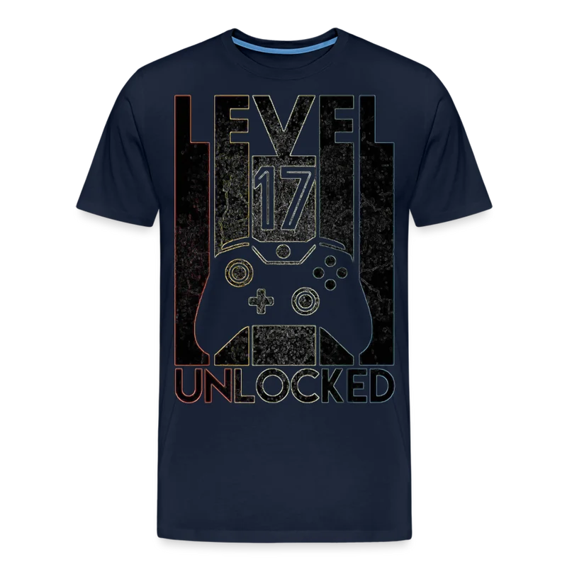 Gamer T-Shirt Top Level 17 Unlocked Fashion Herren Streetwear 100% Baumwolle