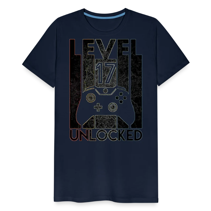 Gamer T-Shirt Top Level 17 Unlocked Fashion Herren Streetwear 100% Baumwolle