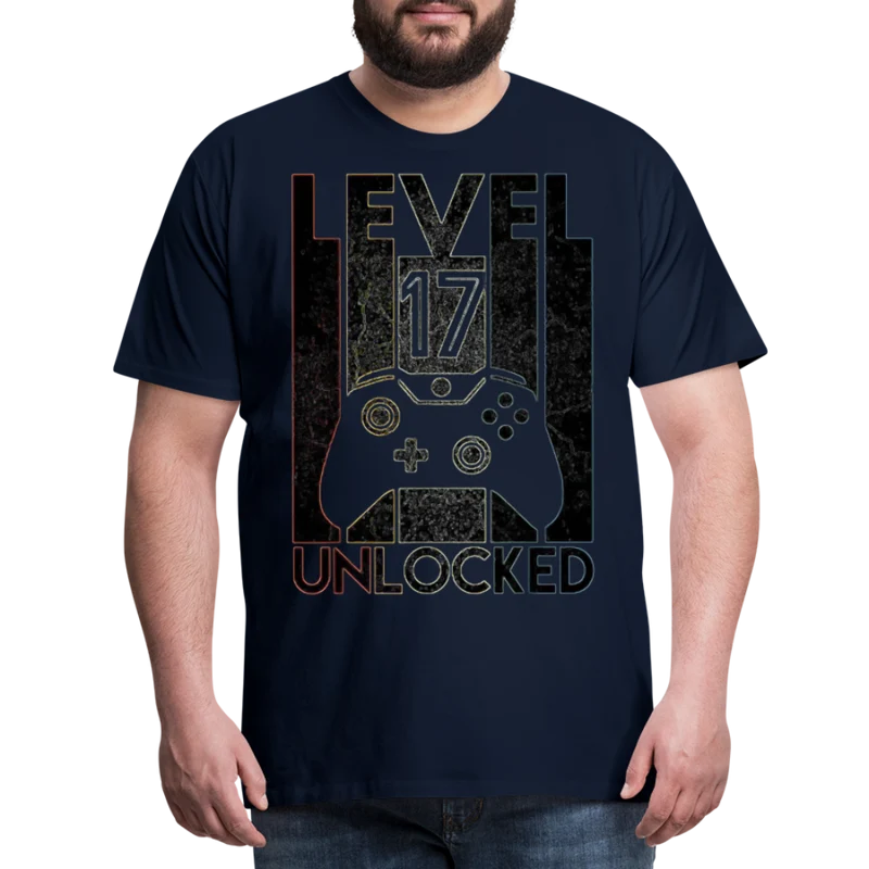 Gamer T-Shirt Top Level 17 Unlocked Fashion Herren Streetwear 100% Baumwolle
