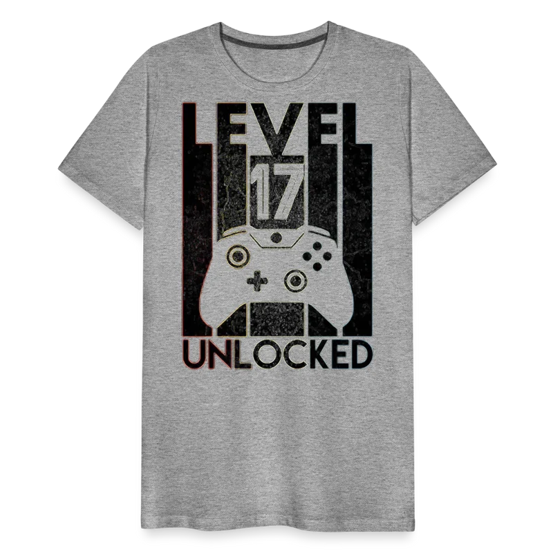 Gamer T-Shirt Top Level 17 Unlocked Fashion Herren Streetwear 100% Baumwolle