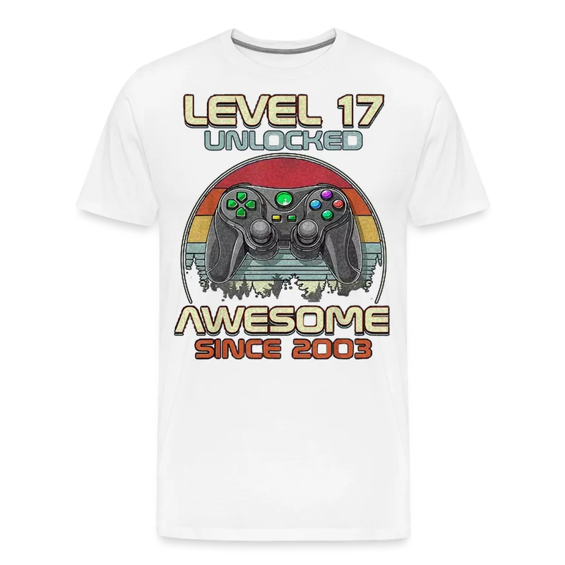 Gamer T-Shirt Top Level 17 Unlocked Fashion Herren Streetwear 100% Baumwolle