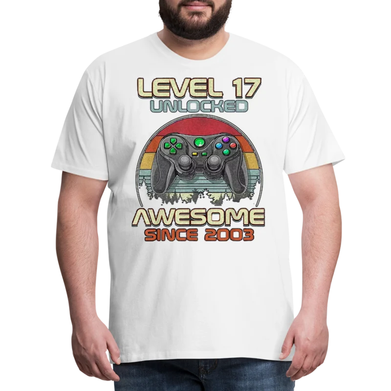 Gamer T-Shirt Top Level 17 Unlocked Fashion Herren Streetwear 100% Baumwolle