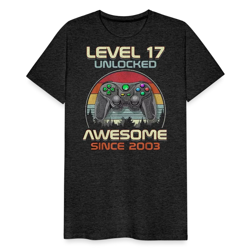 Gamer T-Shirt Top Level 17 Unlocked Fashion Herren Streetwear 100% Baumwolle