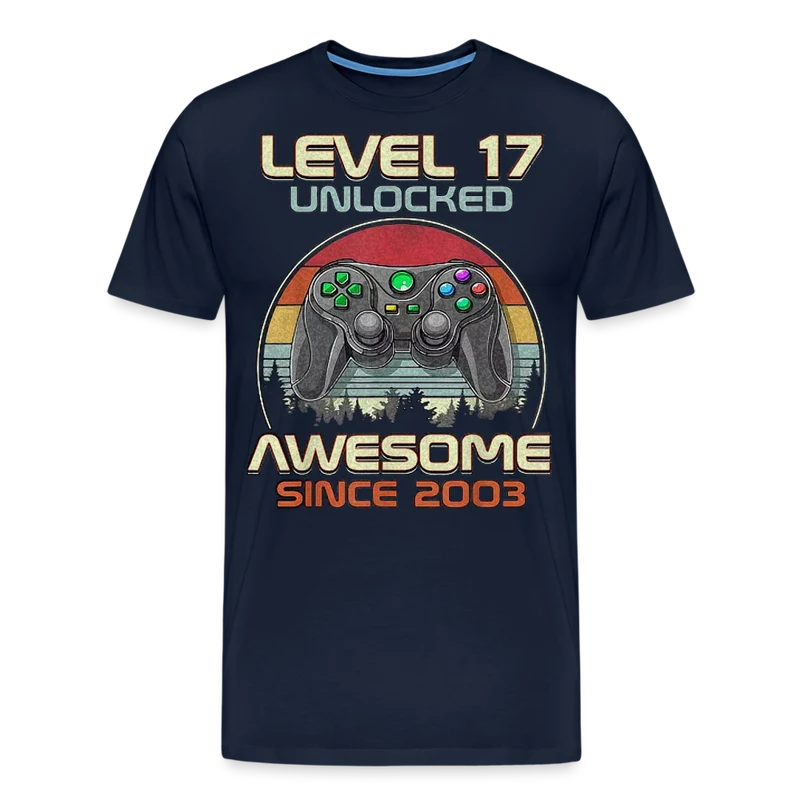 Gamer T-Shirt Top Level 17 Unlocked Fashion Herren Streetwear 100% Baumwolle