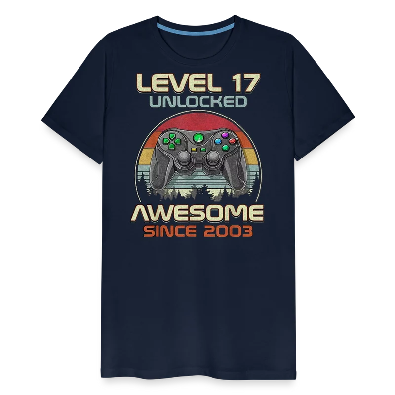 Gamer T-Shirt Top Level 17 Unlocked Fashion Herren Streetwear 100% Baumwolle