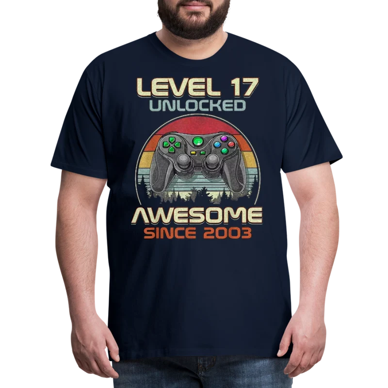 Gamer T-Shirt Top Level 17 Unlocked Fashion Herren Streetwear 100% Baumwolle