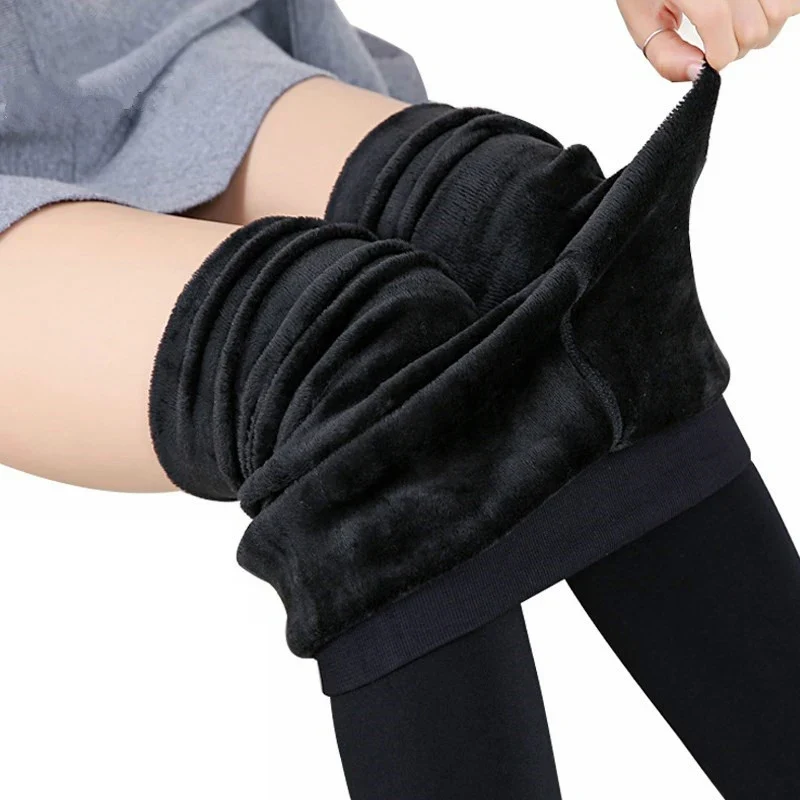 Frauen Winter Warme Thermo Hose Innenfleece Strumpfhose Blickdicht Hosen Leggins