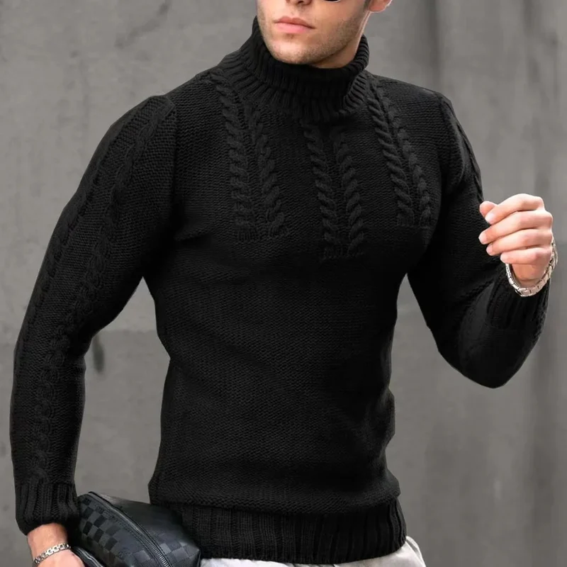 Herren Rollkragen Pullover Sweatshirt Pulli Zipper Sweater Shirt Langarmshirt