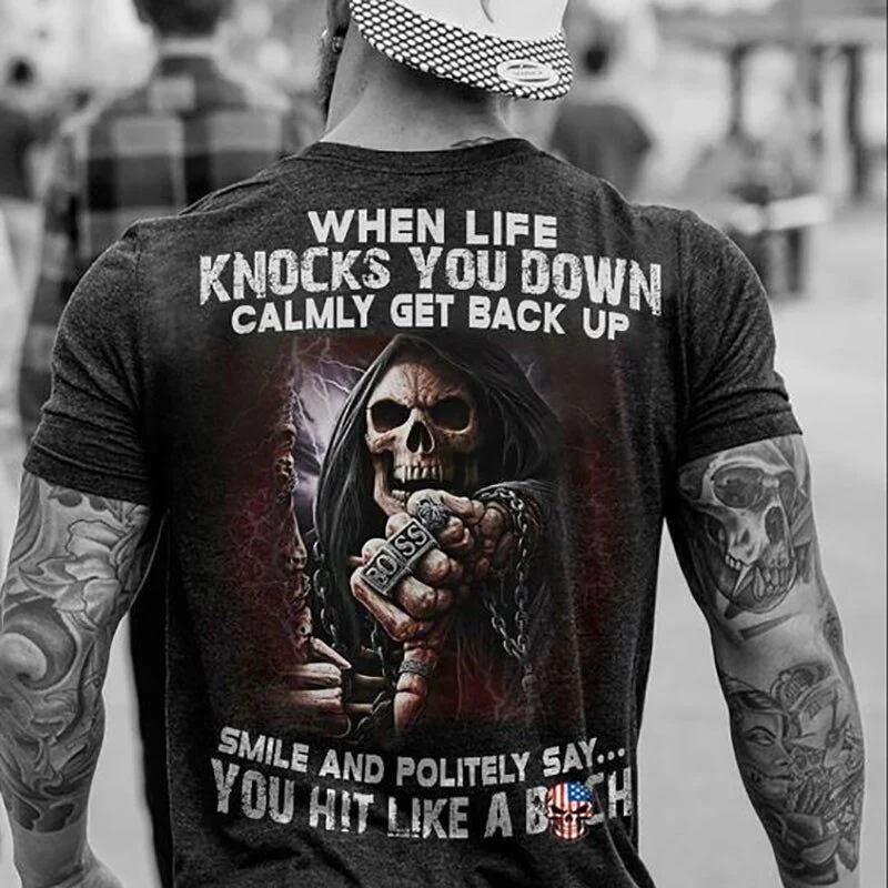 Männer Metal Skull 3D T-Shirt Rundhals Unisex Sommer Streetwear