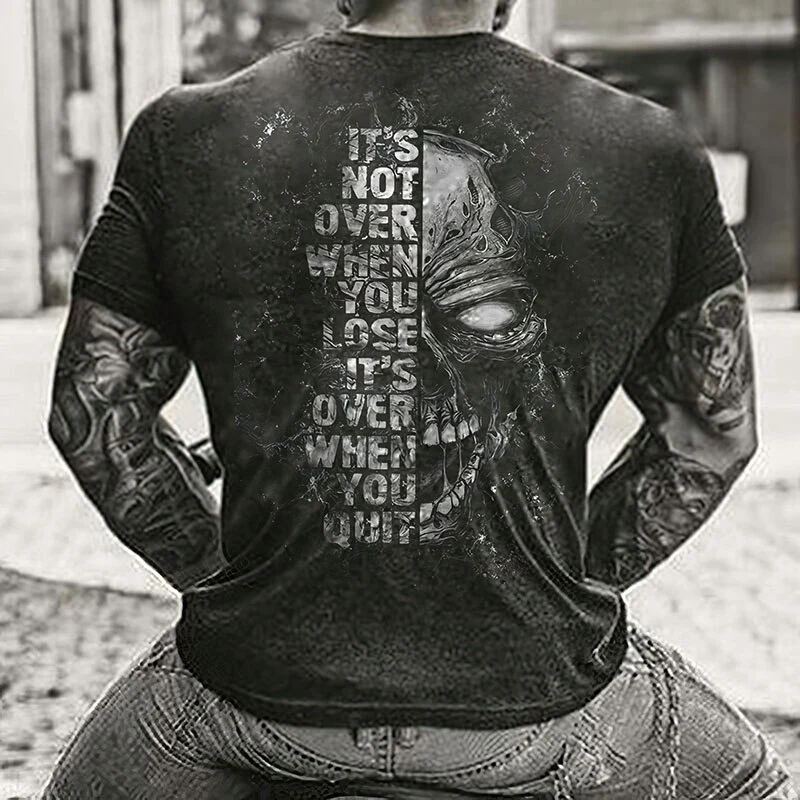 Männer Metal Skull 3D T-Shirt Rundhals Unisex Sommer Streetwear