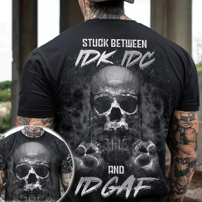 Männer Metal Skull 3D T-Shirt Rundhals Unisex Sommer Streetwear