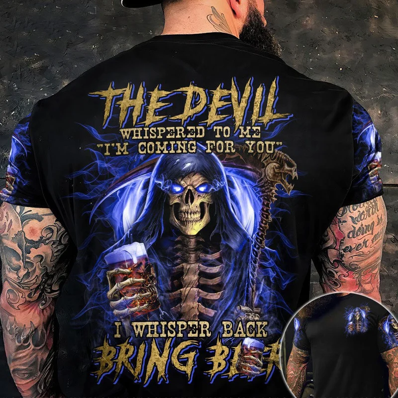 Männer Metal Skull 3D T-Shirt Rundhals Unisex Sommer Streetwear