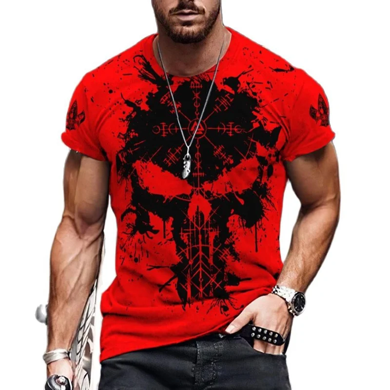 Männer Vikings Symbol Retro Vintage 3D T-Shirt Rundhals Unisex Streetwear