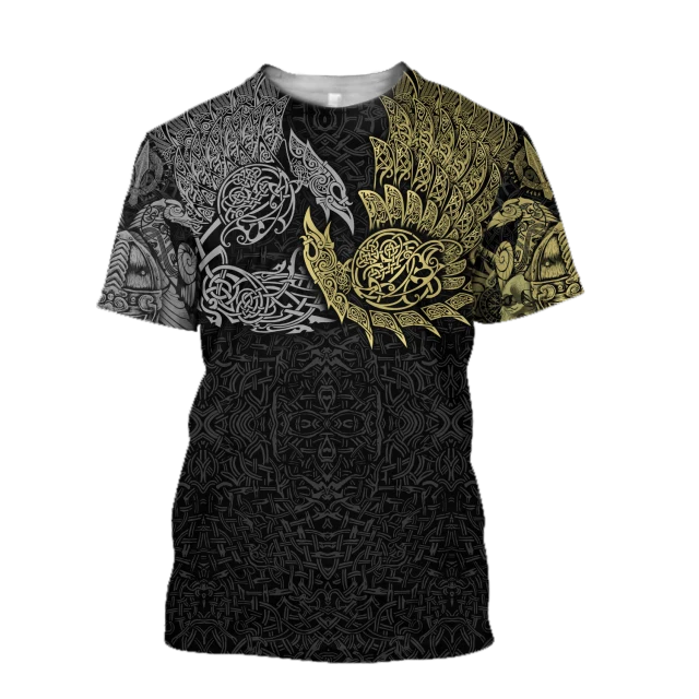 Männer Vikings Symbol Retro Vintage 3D T-Shirt Rundhals Unisex Streetwear