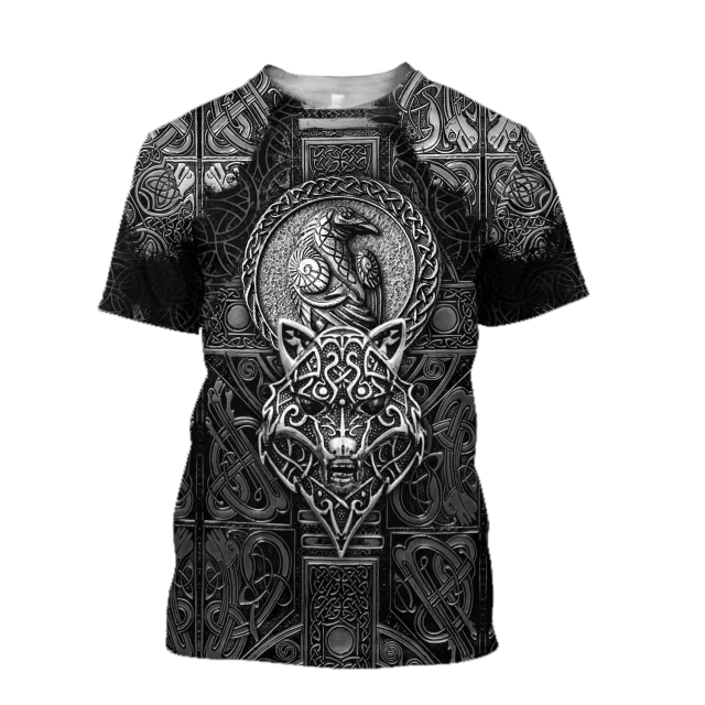 Männer Vikings Symbol Retro Vintage 3D T-Shirt Rundhals Unisex Streetwear