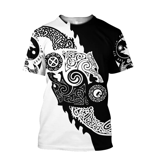 Männer Vikings Symbol Retro Vintage 3D T-Shirt Rundhals Unisex Streetwear