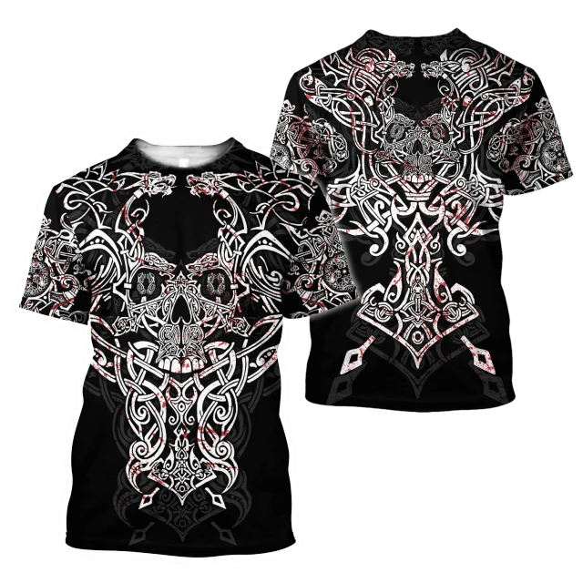 Männer Vikings Symbol Retro Vintage 3D T-Shirt Rundhals Unisex Streetwear