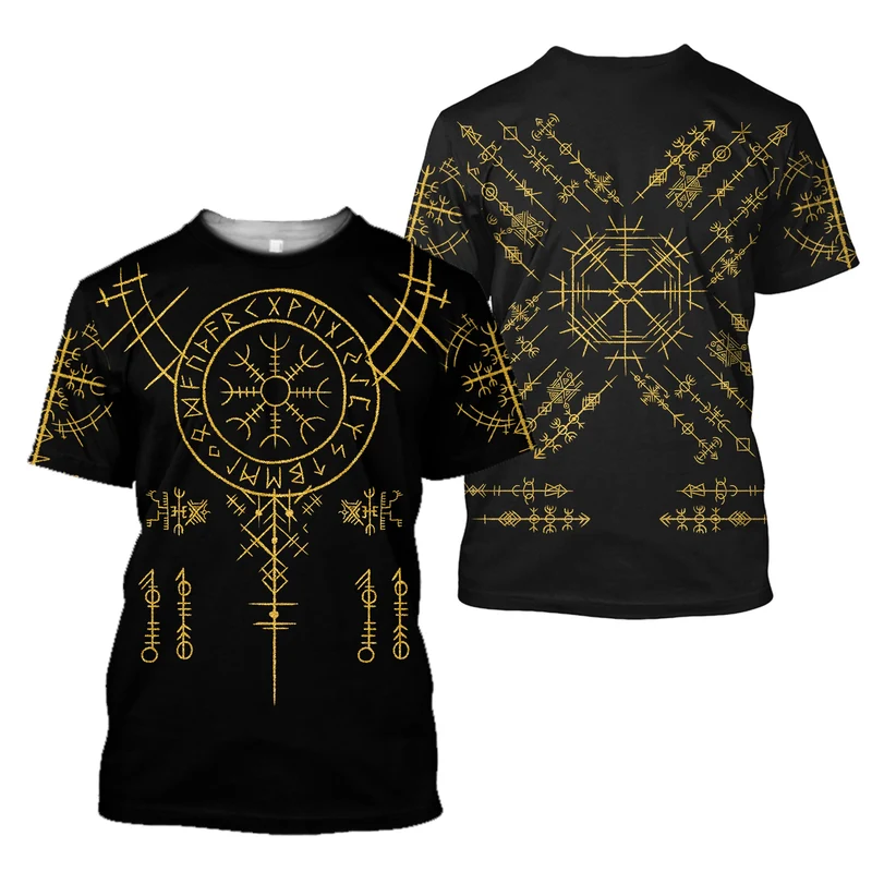Männer Vikings Symbol Retro Vintage 3D T-Shirt Rundhals Unisex Streetwear