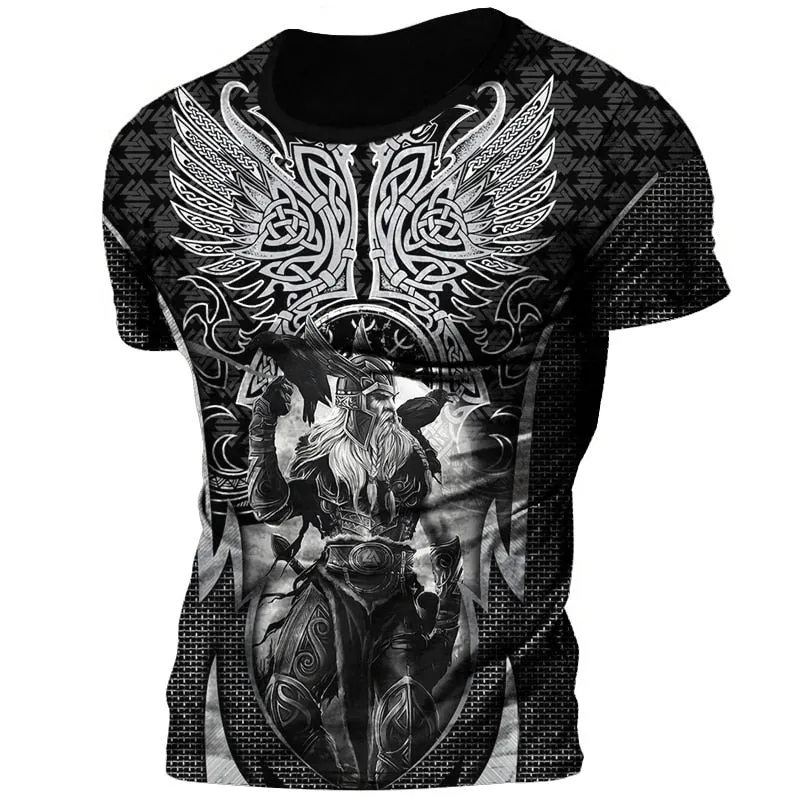 Männer Vikings Symbol Retro Vintage 3D T-Shirt Rundhals Unisex Streetwear