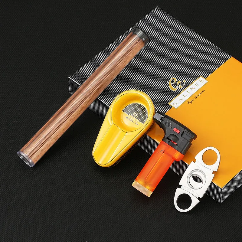 GALINER Reise Aschenbecher Zigarrenschneider Torch Jet Flame Feuerzeug Set Mit Box
