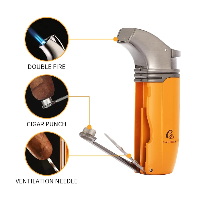 GALINER Reise Aschenbecher Zigarrenschneider Torch Jet Flame Feuerzeug Set Mit Box
